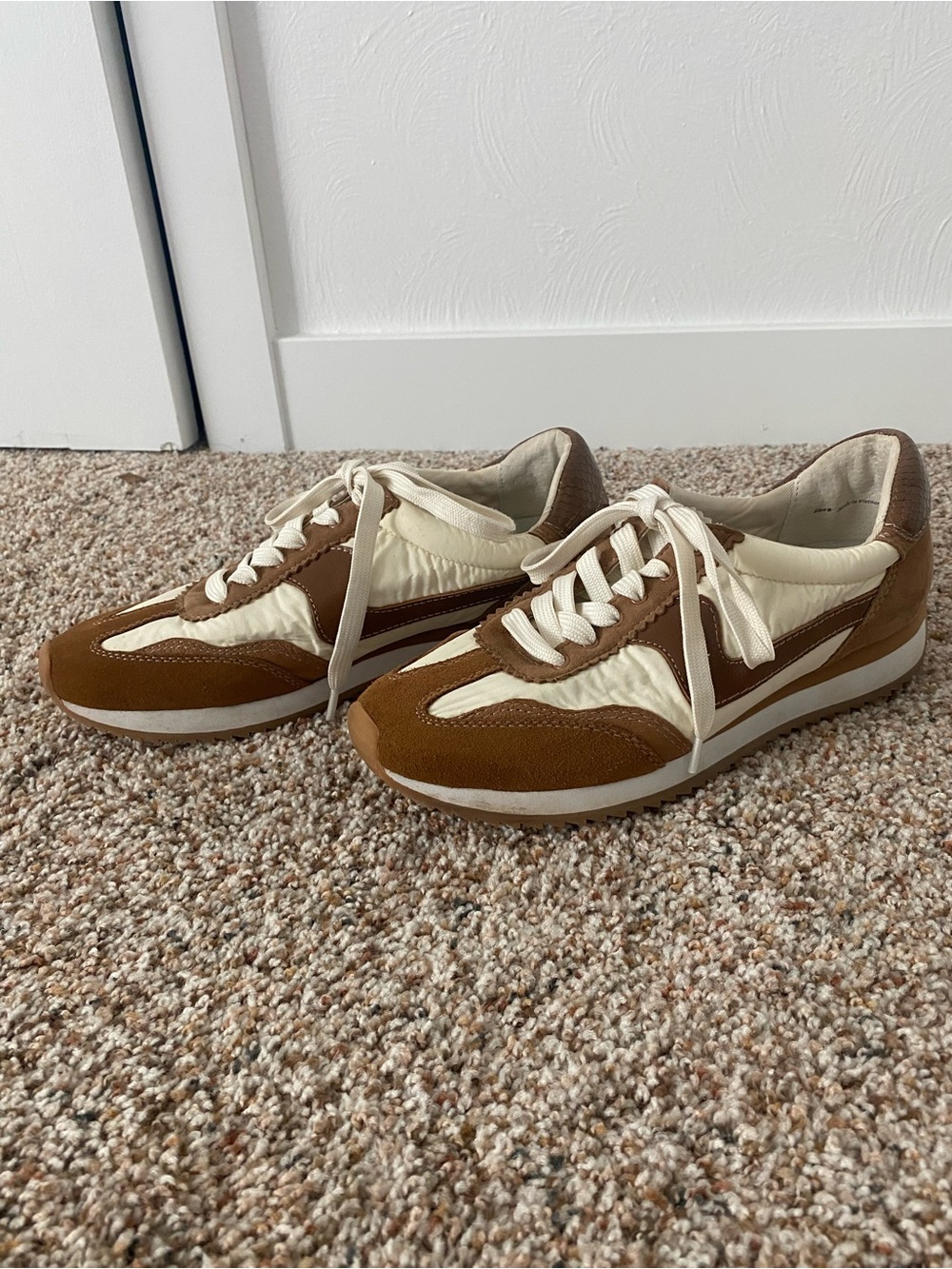 Dolce Vita Cream and Brown Retro Runner Sneakers - Picture 3 of 5